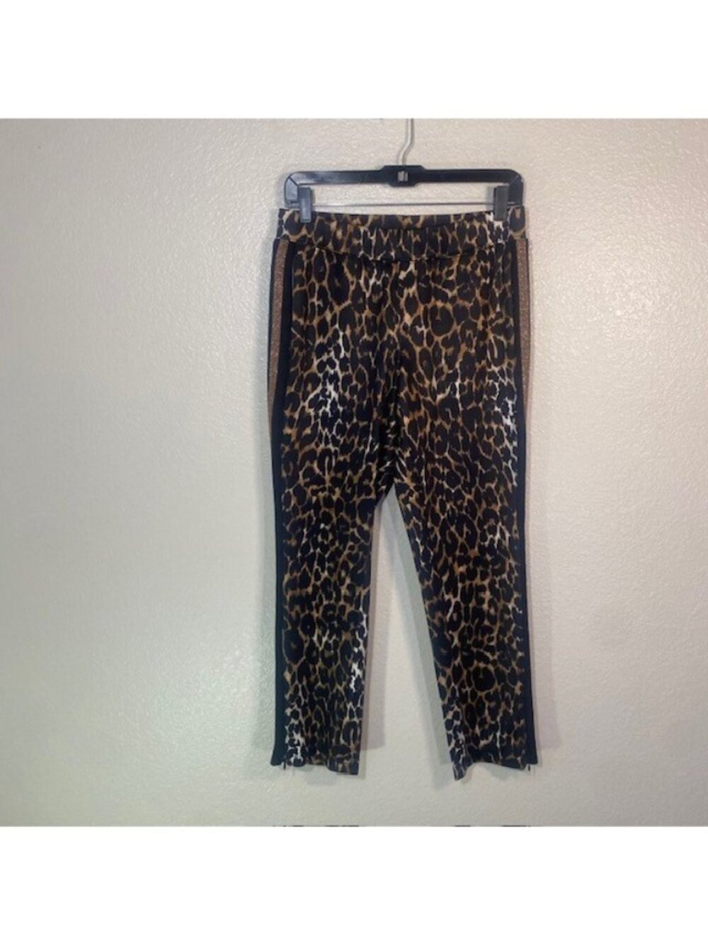 PAM & GELA LEOPARD PRINT TRACK PANTS RACING STRIPE Size Small